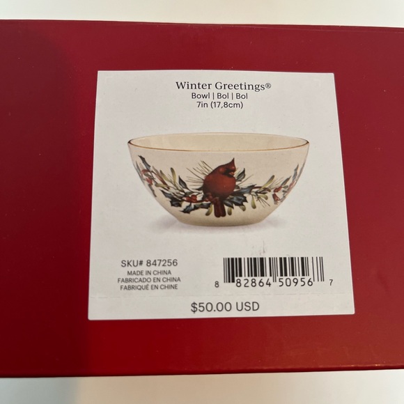 NIB Lenox Winter Greetings 7inch Bowl - Picture 3 of 9